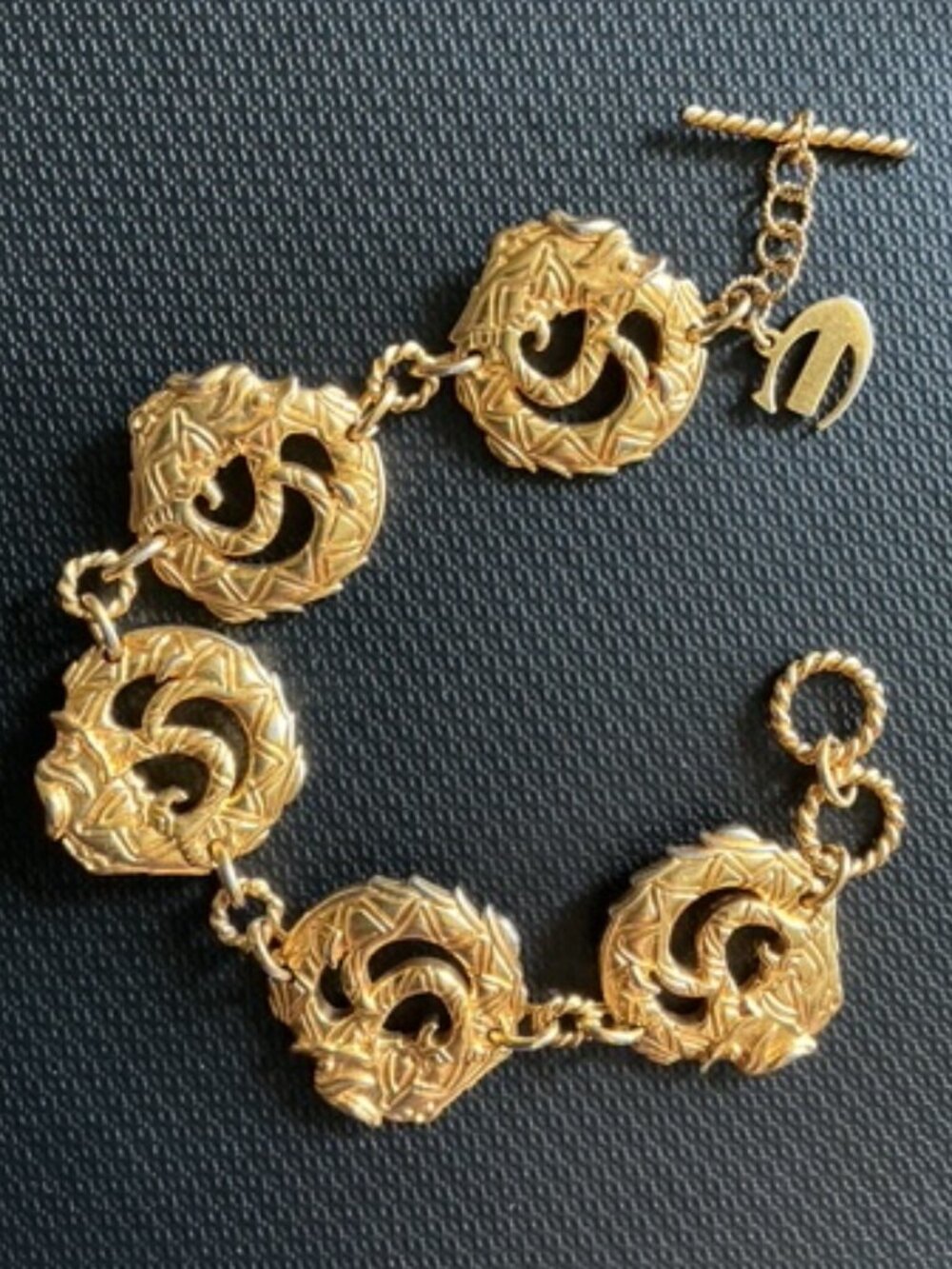Vintage Italian Just Cavalli Coiled Serpents Heavy Open Work Bracelet